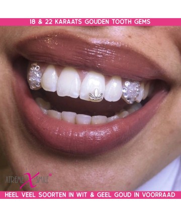 Wit Gouden Tandsieraad 18kt - Wiet Blaadje - bij ons op voorraad!