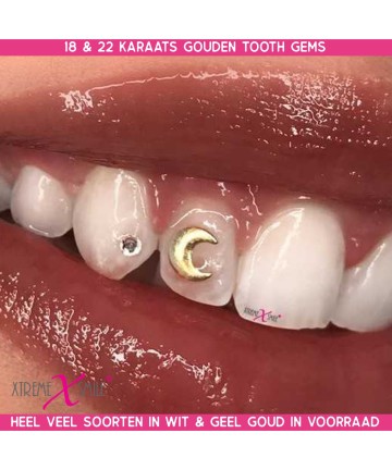 Gouden Tandsieraad - maan of maantje - niet verguld, maar echt!